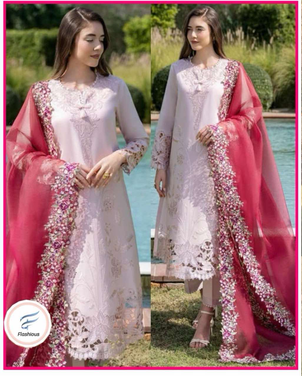 Beautiful Chikenkari Lawn Unstitch Suit
