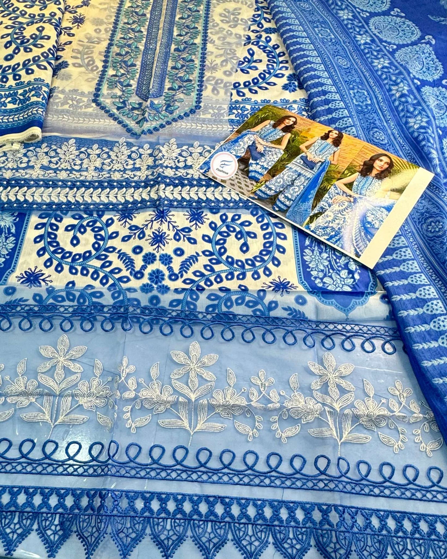 Beautiful Blue Mprint Lawn Suit