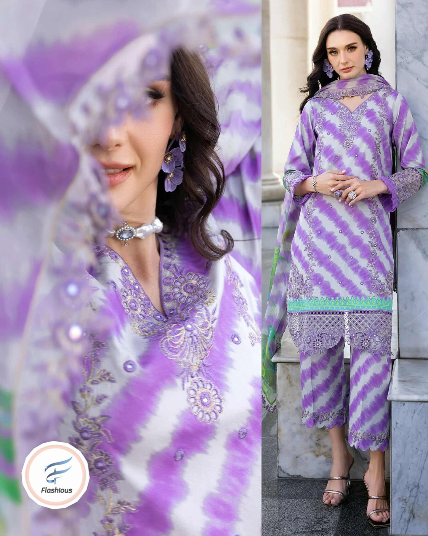 Beautiful Purple Lawn Suit