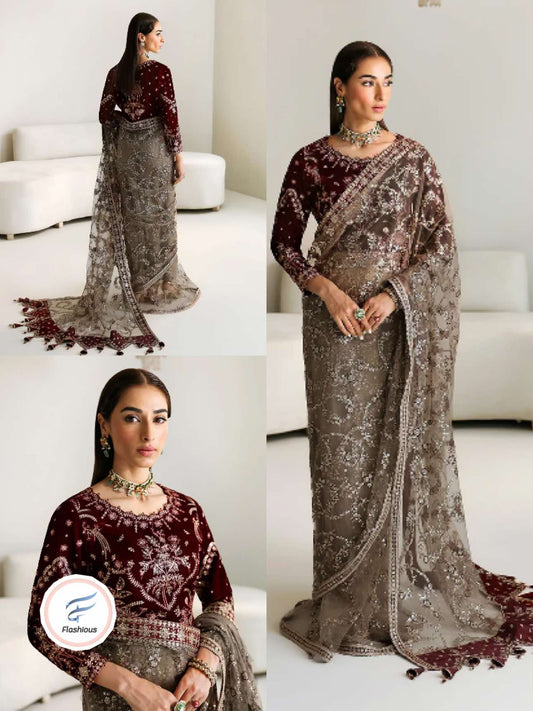 Alizeh Laruhe ESME winter Saree unstitch