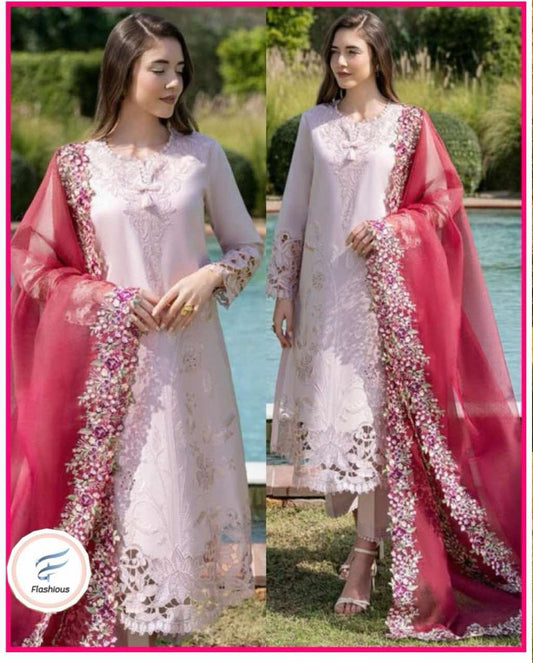 Beautiful Chikenkari Lawn Unstitch Suit
