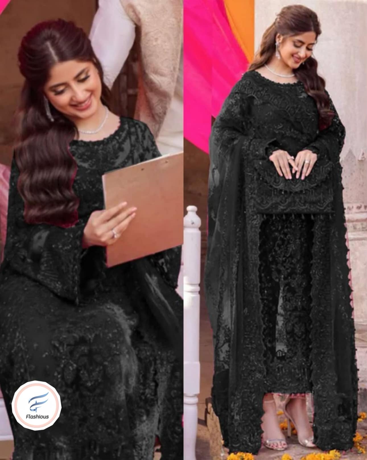 Kanwal Malik MAHI black net suit