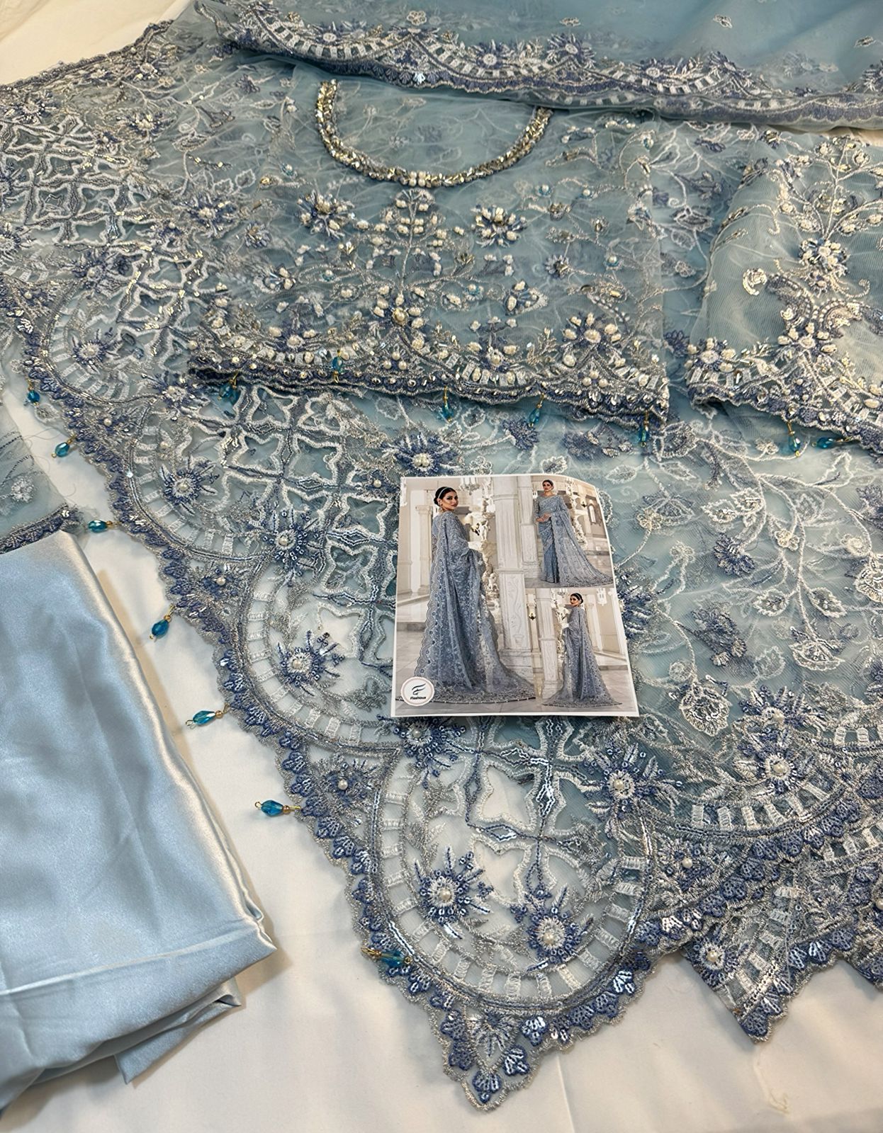 Beautiful Net Sky blue Saree