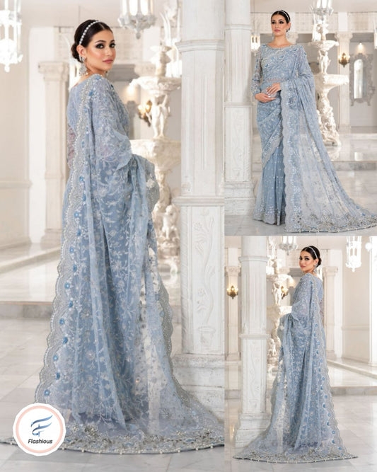 Beautiful Net Sky blue Saree