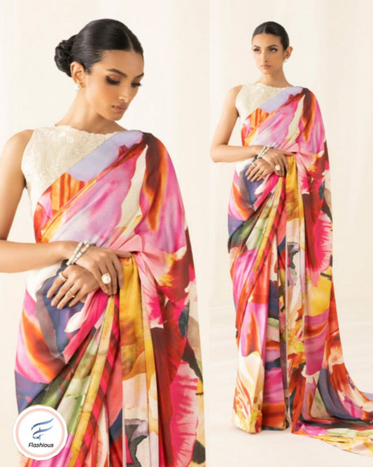 Gorgeous digital printed Silk saree