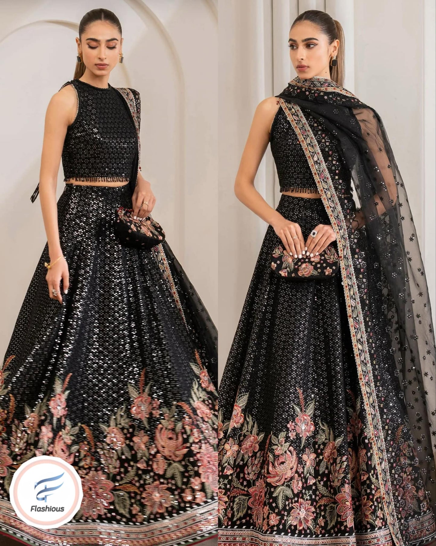 Jazmin black Embroidered Wedding Collection